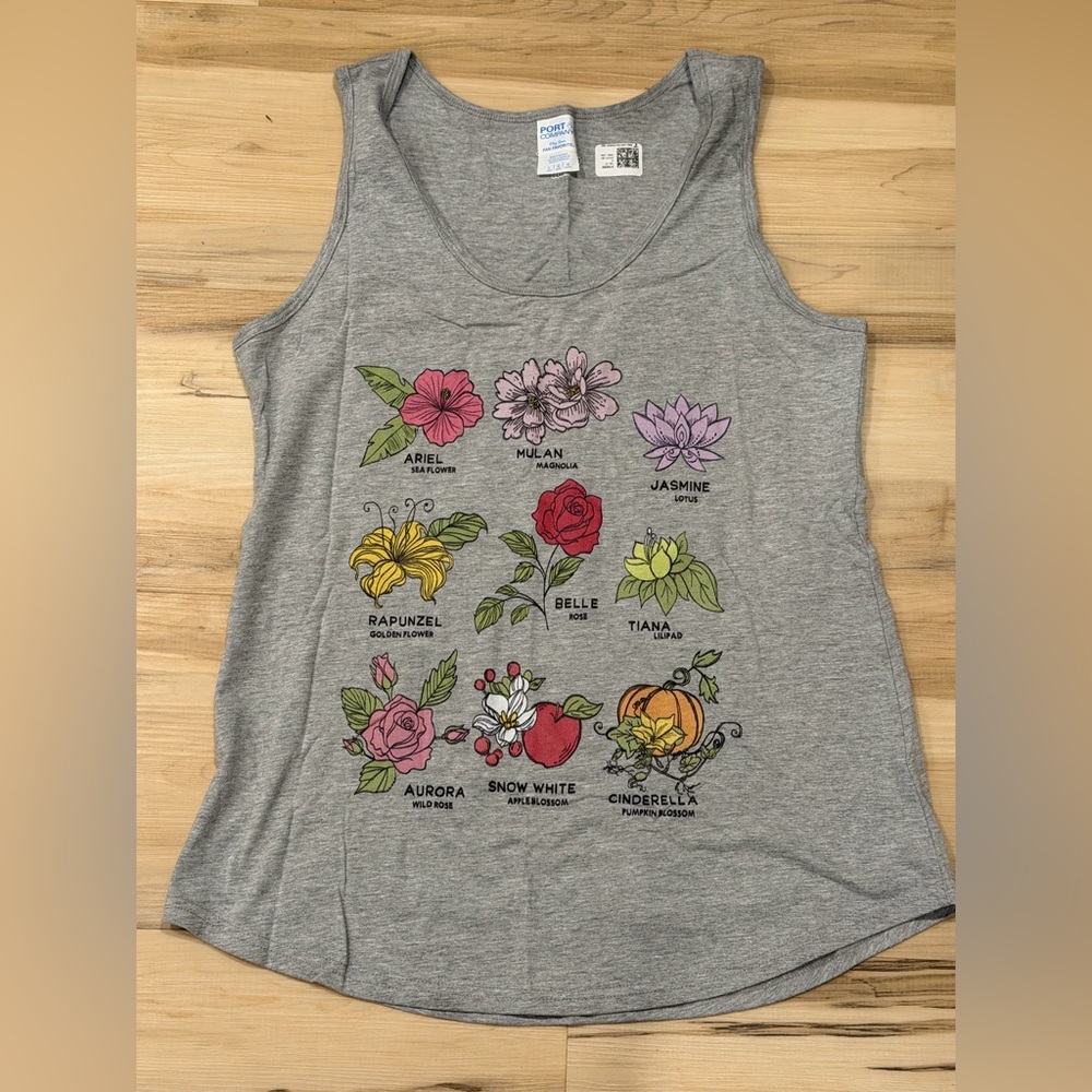 Gray Floral Disney Princess Tank Top